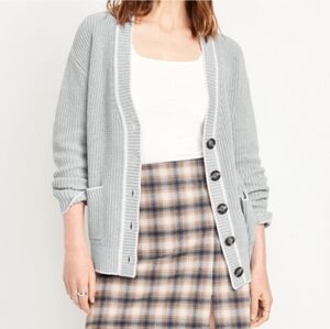 Old Navy Women’s Large Cozy Blue Cardigan with White Trim